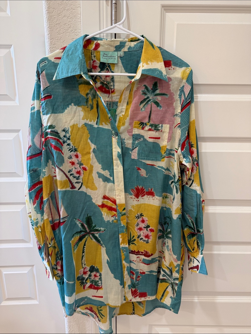 Tropical Print Button-Down Shirt - Teal/Yellow/Pink - Tommy Bahama